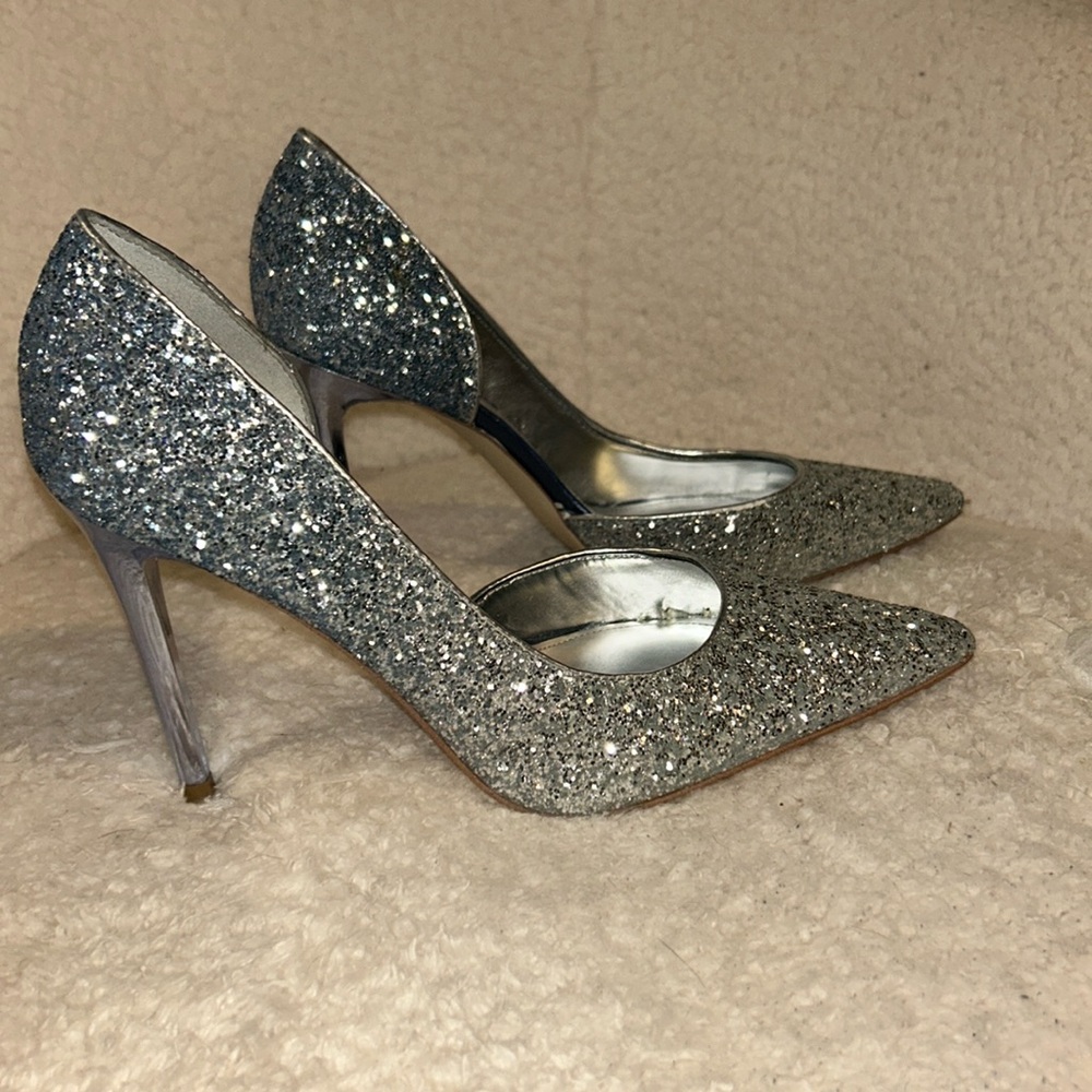 Nine West blue and silver glitter heels